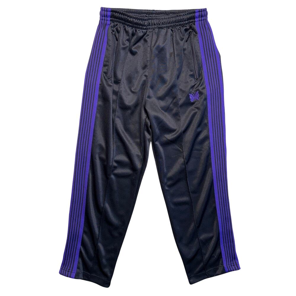 Needles Pants Large Mens Black Purple Striped Track Athletic Gym Made in Japan